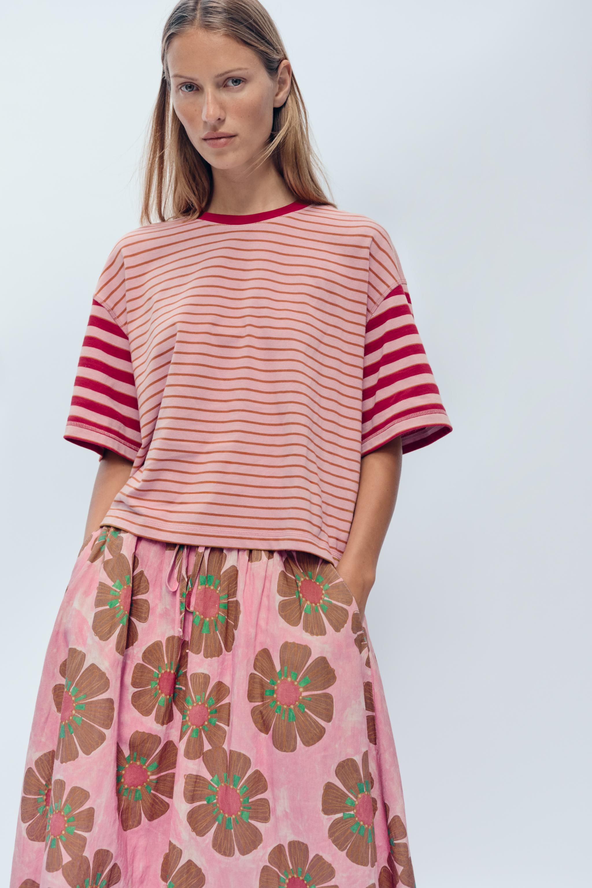 LIMITED EDITION FLORAL LINEN BLEND MIDI SKIRT